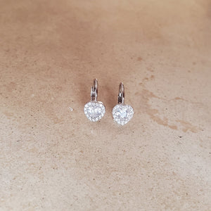 Small CZ Heart Earrings with French Back