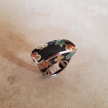 Load image into Gallery viewer, Black Murano Rectangular Ring
