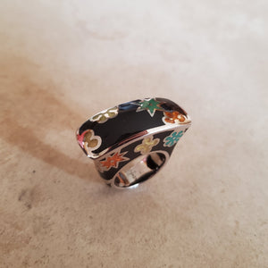Black Murano Rectangular Ring