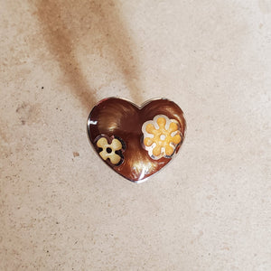 Brown Murano Heart Ring