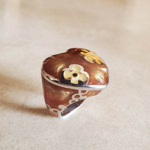 Brown Murano Heart Ring