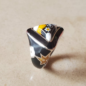 Black Murano Triangular Ring