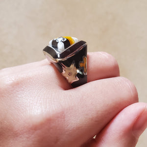 Black Murano Triangular Ring