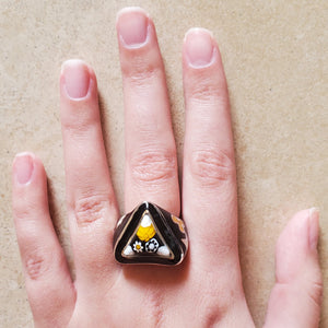 Black Murano Triangular Ring