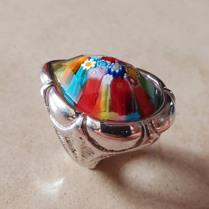 Colorful Murano Glass Teardrop Ring