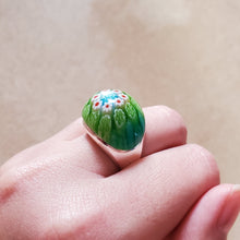 Load image into Gallery viewer, Green and Blue Murano Glass Ring
