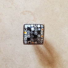 Load image into Gallery viewer, Black Square Murano Glass Ring

