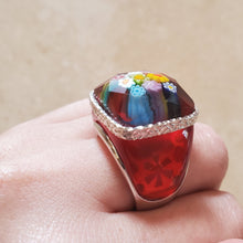 Load image into Gallery viewer, Red Square Murano Glass Ring
