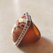 Load image into Gallery viewer, Brown Rectangular Murano Glass Ring
