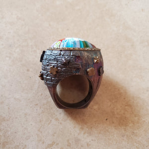 Horizontal Teardrop Murano Glass Ring