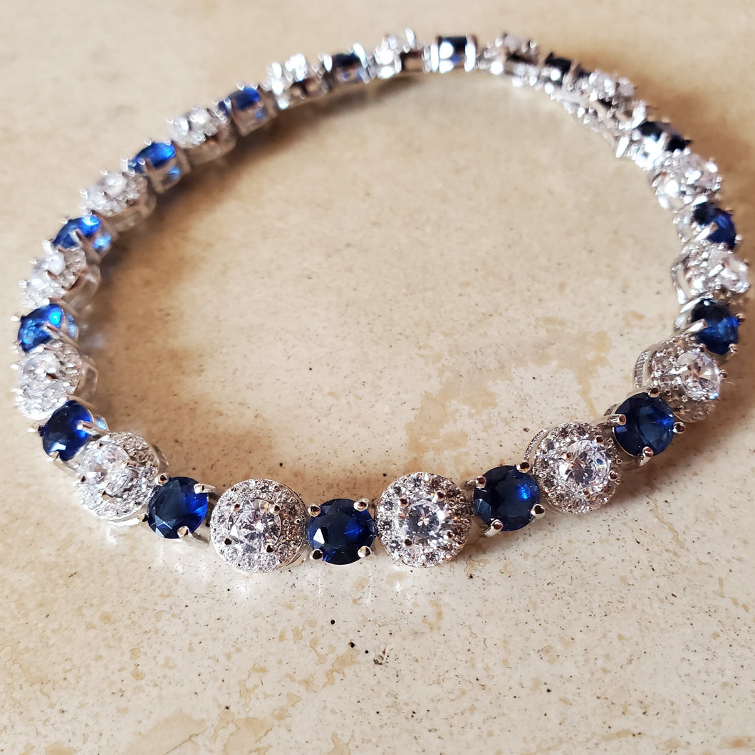 Blue and Clear CZ Tennis Bracelet