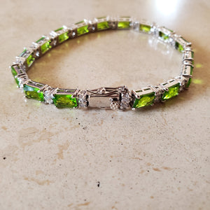Silver with Green CZ Tennis Bracelet