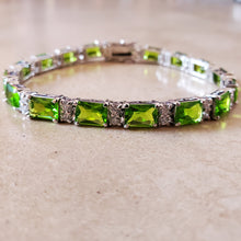 Load image into Gallery viewer, Silver with Green CZ Tennis Bracelet
