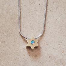 Load image into Gallery viewer, Silver and 14k Gold Star of David Necklace
