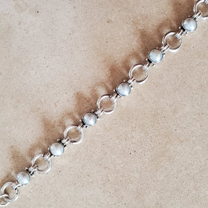 Silver and Pearl Circle Bracelet