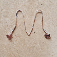 Load image into Gallery viewer, Dangling Silver Heart on Long Wire Earring
