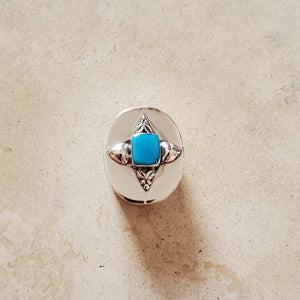 Oval Silver with Turquoise Pill Box