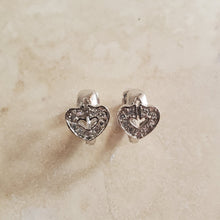 Load image into Gallery viewer, Heart Shaped Huggie Earrings with CZ Heart

