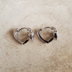 Heart Shaped Huggie Earrings with CZ Heart