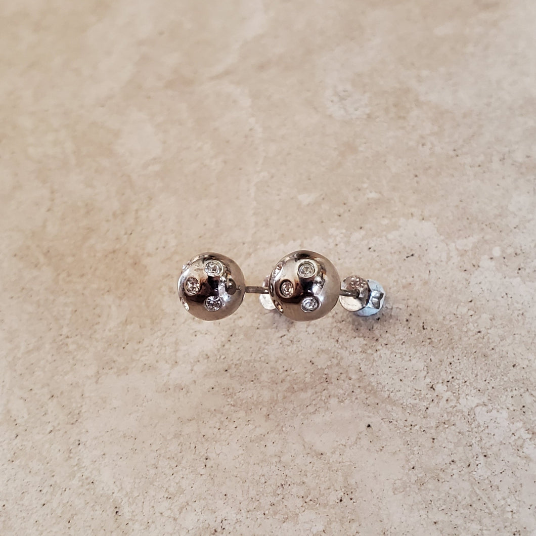 Sterling Ball Stud Earring with CZs