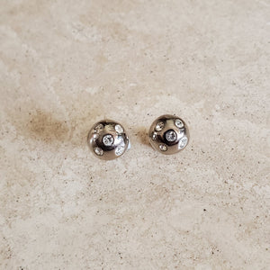 Sterling Ball Stud Earring with CZs
