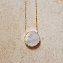 Load image into Gallery viewer, Mother of Pearl and CZ Circle Necklace
