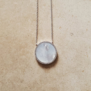 Mother of Pearl and CZ Circle Necklace