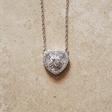 Load image into Gallery viewer, Silver, Yellow, or Rose Heart Necklace with CZs
