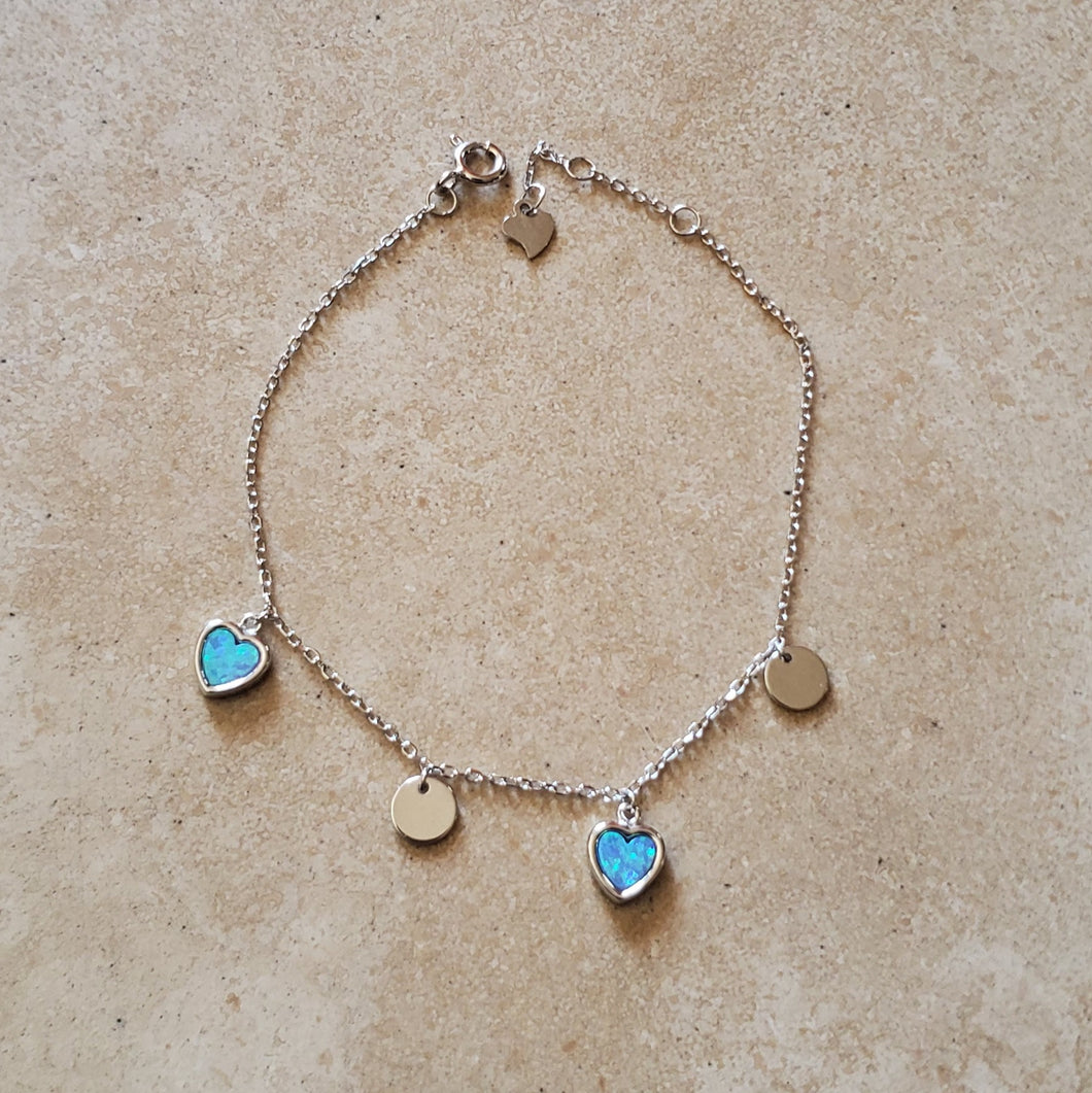 Opal Heart and Circle Bracelet