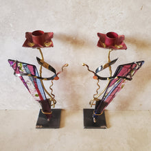 Load image into Gallery viewer, Handmade Glass and Metal Candlesticks
