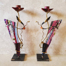 Load image into Gallery viewer, Handmade Glass and Metal Candlesticks
