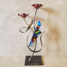 Load image into Gallery viewer, Tall Glass and Metal Handmade Candleholder
