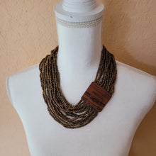 Load image into Gallery viewer, Beaded Necklace with Wooden Buckle Clasp
