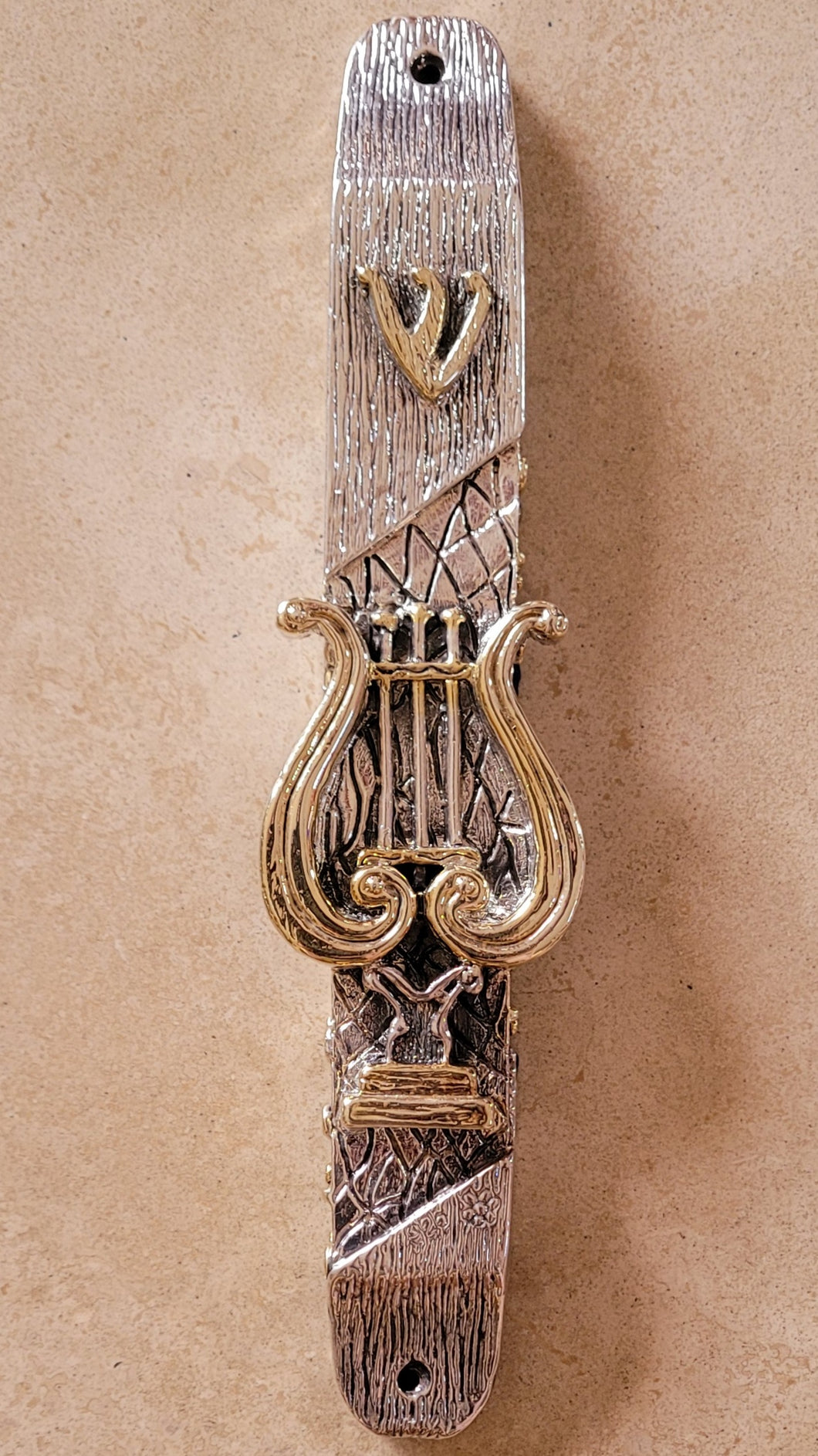 Sterling Silver Harp Mezuzah
