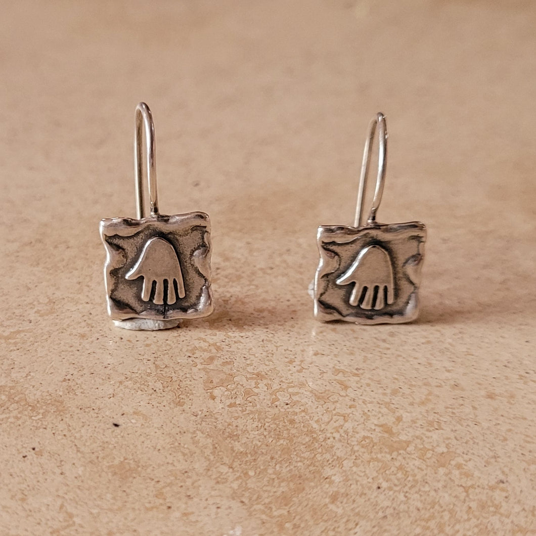 Silver Hamsa Earrings on Wire