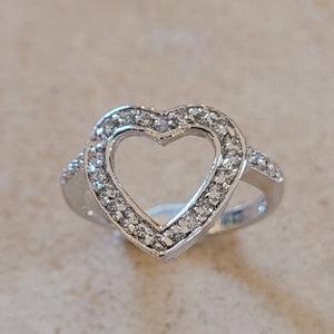 Silver Open Heart Ring with CZ's