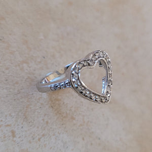 Silver Open Heart Ring with CZ's