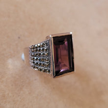 Load image into Gallery viewer, Silver Ring with Amethyst and Marcasite

