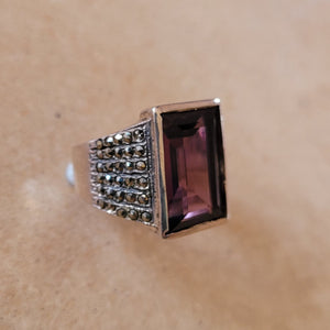 Silver Ring with Amethyst and Marcasite
