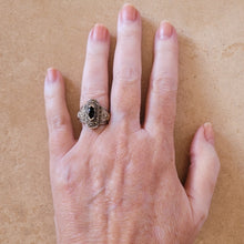Load image into Gallery viewer, Silver Ring with Onyx and Marcasite
