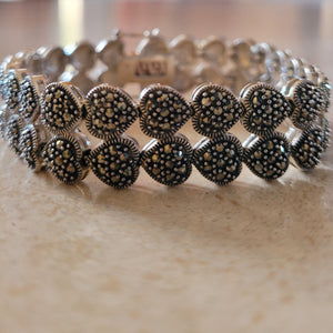 Silver Heart Bracelet with Marcasite