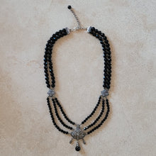 Load image into Gallery viewer, Onyx and Silver Necklace with Marcasite
