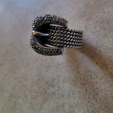 Load image into Gallery viewer, Silver with Marcasite Buckle Ring
