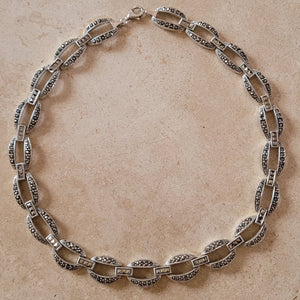 Silver and Marcasite Oval Necklace