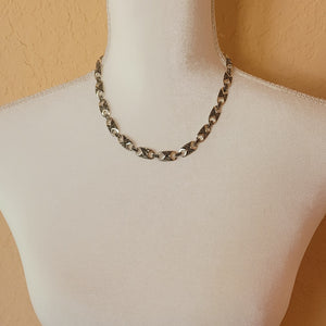 Silver and Marcasite Rectangular Link Necklace
