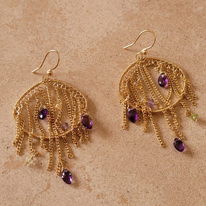 Gold Dangle Earring with Amethyst