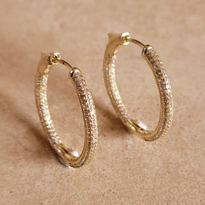 Silver Hoop Earring with Pave' CZs