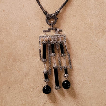 Load image into Gallery viewer, Silver with Marcasite and Black Onyx Pendant
