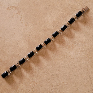 Rectangular Silver and Black Onyx Bracelet