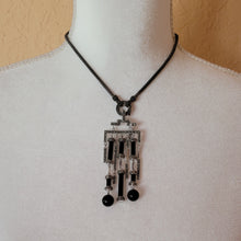 Load image into Gallery viewer, Silver with Marcasite and Black Onyx Pendant
